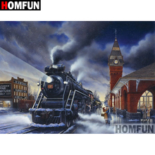 HOMFUN 5D DIY Diamond Painting Full Square/Round Drill "Train scenery" 3D Embroidery Cross Stitch gift Home Decor A04062 2024 - buy cheap