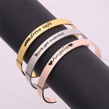 Customize Personalised Gifts Bangles Engrave Name LOGO Naam Armband Bracelets Stainless Steel Cuff Pulseira For Man Woman 2024 - buy cheap