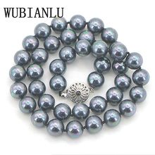 Wucalcinlu colar de pérola de 10mm, colar com concha preta e 18 polegadas, colar elegante e flutuante para mulheres, joias de fantasia 2024 - compre barato