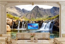 Custom mural wallpaper,Waterfalls Mountains Stones Nature wallpaper papel de parede,living room sofa TV wall bedroom wallpaper 2024 - buy cheap