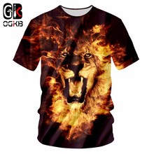 OGKB 2018 Summer Women/men's 3d Print Flame Lion T Shirt Unisex Short Sleeve Gothic Round Neck Casual T-shirt Unisex Tee Shirts 2024 - buy cheap