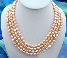 43cm 17 ''joyería de mujer 9mm collar de perlas 4 hebras Perla Barroca ROSA CLARA perla hecha a mano perla natural de agua dulce auténtica regalo 2024 - compra barato