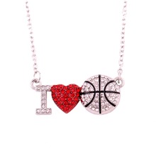 Sporty Pendant Necklace I Love Baseketball Pattern Charm Good Gift For Athletes Beautiful Crystals Zinc Alloy Dropshipping 2024 - buy cheap