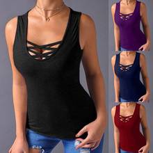Plus Size Tank Top Summer Sexy Womens Tops And Tees Criss Cross V-neck Sleeveless Casual Women Clothes 2019 Big Size XXXL 2024 - buy cheap