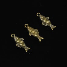 125 pcs Antique Bronze Plated double sided fish Charms for Jewelry Making DIY Handmade Pendants 20*8mm 2024 - buy cheap