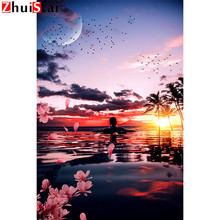 5D DIY diamond embroidery sunset landscape diamond painting cross stitch rhinestone home decoration stickers mosaic crafts ZWQ 2024 - buy cheap