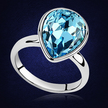 Anillos de cristal de Swarovski para mujer, anillos de compromiso de boda de alta calidad, Bijoux de mujer blanco nuevo, Color dorado 2024 - compra barato