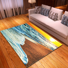 Alfombras 3D de estilo mediterráneo para sala de estar, tapetes con patrón personalizado, para dormitorio, mesa de centro, playa al atardecer 2024 - compra barato