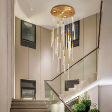 L Staircase long chandelier modern minimalist villa atmosphere Nordic living room creative personality club rotating multi-store 2024 - buy cheap
