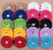 (30pcs/lot)3.2" 10 Colors Crochet Satin Ribbon Flower Accessories With Button Multilayer Rosette Flowers For Kids Headband 2024 - buy cheap