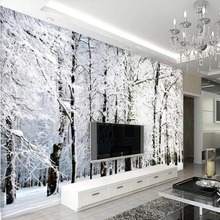 Papel de pared de bosque nevado 3D, Mural para sala de estar, pared del dormitorio, calcomanías de arte, revestimiento de pared, papel pintado con foto 3d, rollo de papel de pared 2024 - compra barato