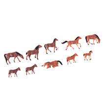 10 peças 1/87 modelos de cavalo figura animal pintada para miniatura modelo trem layout fazenda zoológico modelo animal selvagem 2024 - compre barato