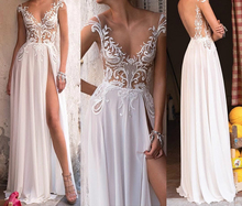 Ssyfashion-vestido de festa sexy, "novo vestido branco, renda, bordado, abertura alta, praia, vestido longo formal, vestido de festa 2024 - compre barato