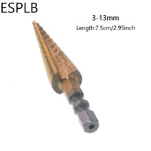Ступенчатое сверло ESPLB, быстрорежущая сталь с титановым покрытием для сверления дерева и металла, 3-13 мм, 1 шт. 2024 - купить недорого