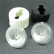 Conjunto de lentes led ópticas pmma de 20mm, com suporte para lente led branca ou preta, ângulo 5 15 30 45 60 90 100 graus para lâmpadas led diy, 120 2024 - compre barato