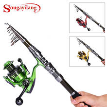Sougayilang Carbon Telescopic Fishing Rod with 13+1BB Spinning Fishing Reel Combo Fishing Pole Wheel Sets Tackle 2024 - buy cheap