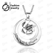 Wholesale You are my ohana Flower Necklace Silver Plated Pendant Necklace 20Pcs/Lot #LN1222 2024 - buy cheap