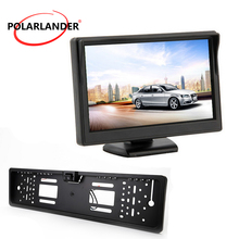 Monitor de estacionamiento para coche, cámara de marcha atrás TFT de 5 pulgadas, color plateado/Negro, HD, para placa de matrícula europea, transmisor inalámbrico LED 2024 - compra barato