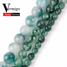 Cuentas de Calcedonia Verde facetadas para fabricación de joyas, abalorios de piedra Natural para fabricación de joyas de 6, 8, 10, 12mm, brazalete Diy de 15" 2024 - compra barato