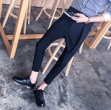 M-3xl Men Casual Pants Linen Crimping Slim Hypotenuse Ankle Length Pants Fashion Trousers Skirt Hairstylist Pants 2024 - buy cheap