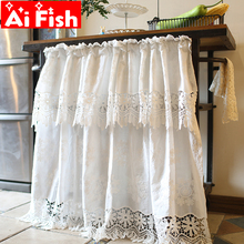 American Luxury Two Layers Hollow Lace Tulle For Bay Windows Pure White Cotton Curtain Fabrics For Kitchen Short Curtain QT042#4 2024 - buy cheap