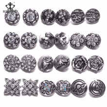 Royalbeier 24pcs Transparent Mixed Pairs Rhinestone Styles Metal Charms 12mm Snap Button Jewelry For Snaps Bracelet Snap Jewelry 2024 - buy cheap