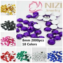 Glitter Acrylic Rhinestones 8mm 2000pcs 18 Colors  Acrylic Rhinestones Flatback Beauty 3D Nails Art Clothes Backpack Decorations 2024 - buy cheap