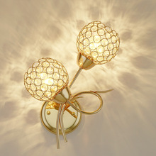 Luminária de parede de cristal de duas cabeças, arandela dourada para sala de estar, plano de fundo, iluminação para escada, hotel e ambientes internos
