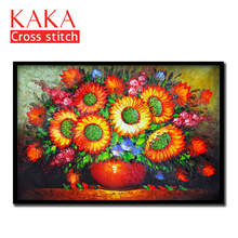 Cross stitch kits,Embroidery needlework sets with printed pattern,11CT-canvas for Home Decor Painting,Flowers Full NCKF037 2024 - buy cheap