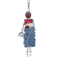 Эффектные кукольные Джинсы ожерелье слон ручной работы французская кукла кулон 2016 новости сплав девушки женщины цветок Мода ювелирные изделия 2024 - купить недорого