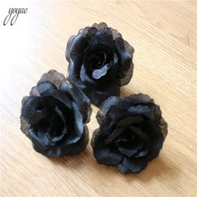 YOYUE 100 Pcs 6cm Black Silk Rose Artificial Flower Wedding Leaves Decoration Items Wreath Diy Handicraft Flowers Fake 2024 - buy cheap