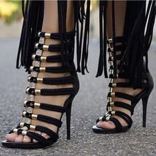 Women Summer Shoes 2018 Fashion Weaving Rope Metal Decoration Heels Sandals Sexy Peep Toe Strappy Female Shoes Real Photos 2024 - buy cheap