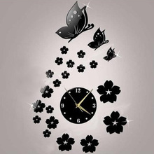 3D Modern DIY Mirror Wall Stickers Automatic Mechanical Movement Wall Clock Butterfly Flying Wall Clock Alloy Mirror Wall Clock 2024 - buy cheap