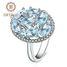 Женское кольцо из серебра 925 пробы с натуральным голубым топазом карата 2024 - купить недорого