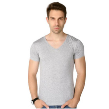 Camiseta com decote em v para homens, camiseta de fibra de bambu com elástico manga curta, cor sólida, músculo, camiseta masculina para mulheres 2024 - compre barato