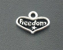 50pcs  Silver Color Freedom Hollow Heart Charms Pendants For Jewelry Making DIY Handmade Craft 13X18mm A1826 2024 - buy cheap