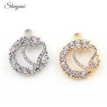19*23mm Silver Gold Color Crystal Heart Necklaces Bracelet Pendants Floating Charms For Jewelry Making 2024 - buy cheap