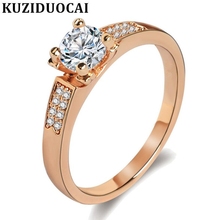 Kuziduocai 2018 New Fashion Fine Jewelry Stainless Steel Dazzling Zircon Square Lovers Wedding Bride Rings For Women Gifts R-367 2024 - buy cheap
