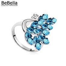 BeBella-Anillo de Pavo Real de cristal hecho con Cristales austriacos Swarovski, para niñas, regalo de Navidad 2024 - compra barato