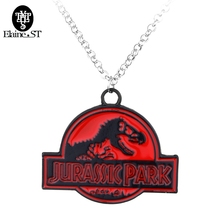 Colar de pingente logotipo de dinossauro, nova colar com jurassic park, masculino e feminino 2024 - compre barato