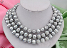 127cm 50'' Women Jewelry 10mm pearl necklace gray baroque pearl handmade real natural freshwater pearl gift 2024 - buy cheap