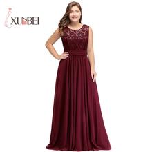 Vestido de festa longo Elegant Plus Size Burgundy Lace Evening Dresses Long Half Sleeves Chiffon Prom Dresses Party Gowns 2024 - buy cheap
