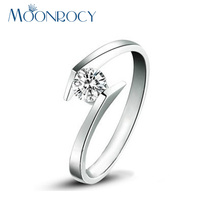 Moonrocy anel de casamento moda anel de zircônia cúbica cristal austríaco anéis de casamento para mulheres joias 2024 - compre barato