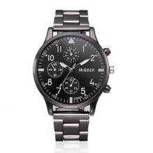 Мужские наручные часы MIGEER, кварцевые часы из нержавеющей стали с кристаллами, аналоговые военные часы, браслет 2024 - купить недорого