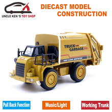Diecast Toy Garbage Truck Model Truck, Children/Kids Metal Toys, Car Toys with pull back function/music/light/openable trunk 2024 - buy cheap