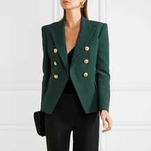 Designer Blazer Women's Long Sleeve Double Breasted Metal Lion Buttons Blazer Jacket Outer Dark GreenHigh Quality Newest 2019 2024 - buy cheap