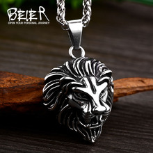 Beier 316l aço inoxidável hip hop rock cabeça de leão dos homens pingente colar punk animal pingente jóias de alta qualidade LLBP8-459P 2024 - compre barato