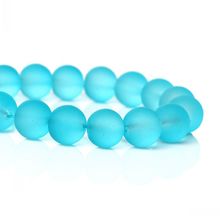 DoreenBeads Glass Loose Beads Round Lake blue Frosted About 11mm Dia,Hole:Approx 1.3mm,80.5cm long,1 Strand(Approx 86 PCs) 2024 - buy cheap