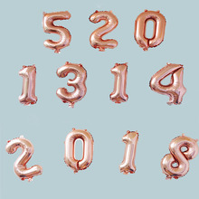 16 inches Rose Gold Number Foil Balloons Digit Air Ballons Happy Birthday Wedding Decoration Figure Balloon Event Party Supplies 2024 - buy cheap