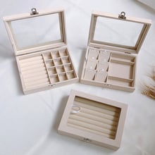 Caja de exhibición de joyas de terciopelo Beige, estuche para anillos, pendientes, pulseras, collares u otros adornos, organizador de almacenamiento, superventas 2024 - compra barato